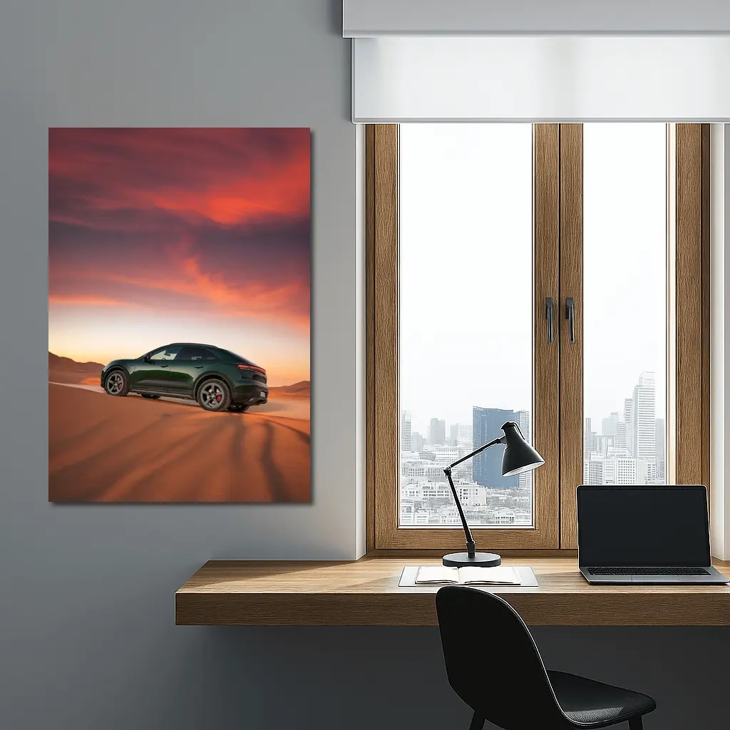Porsche Macan Green Desert Sunset Dunes – Wall Art
