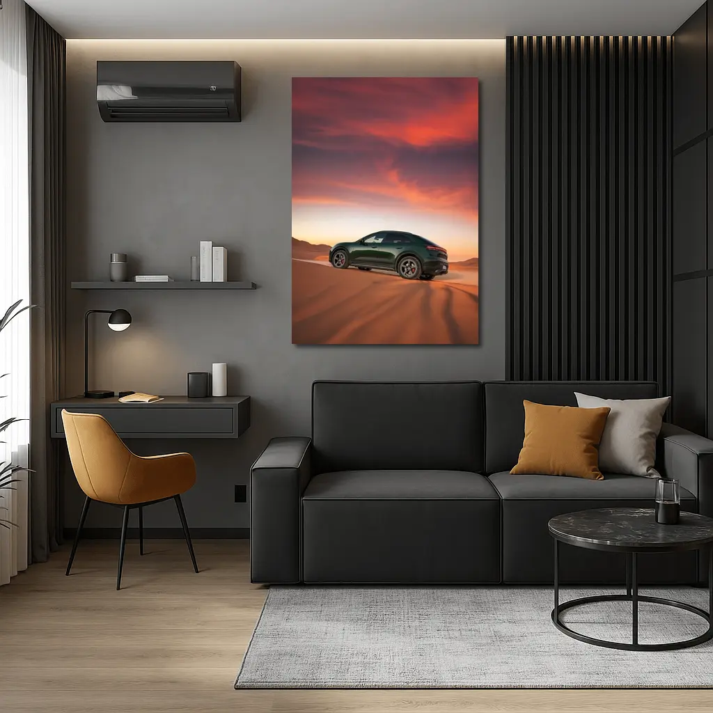Porsche Macan Green Desert Sunset Dunes – Wall Art