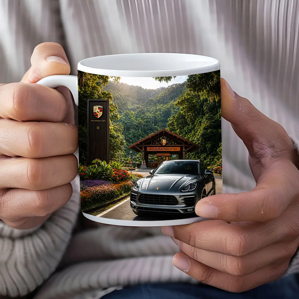 Porsche Macan Parked at Tropical National Park – Mugs