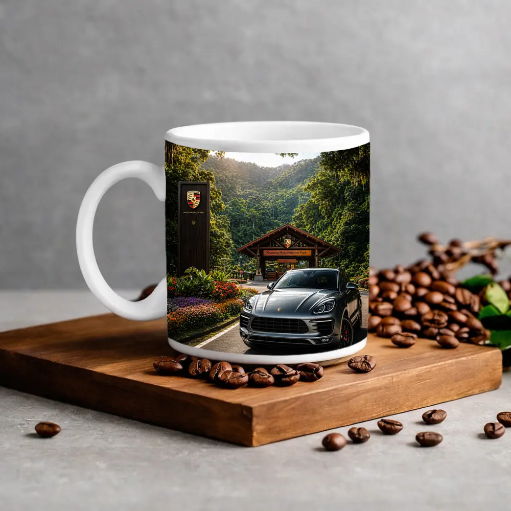 Porsche Macan Parked at Tropical National Park – Mugs