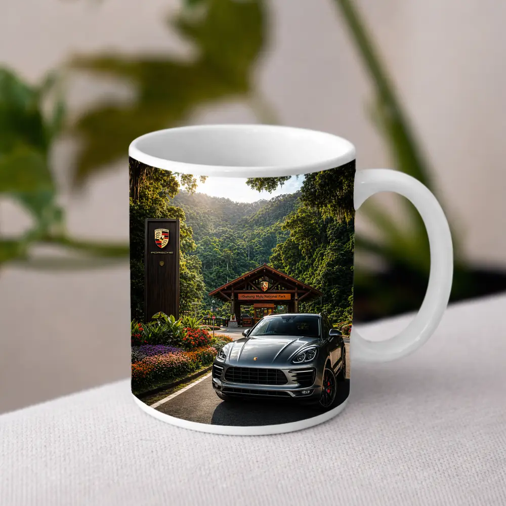 Porsche Macan Parked at Tropical National Park – Mugs