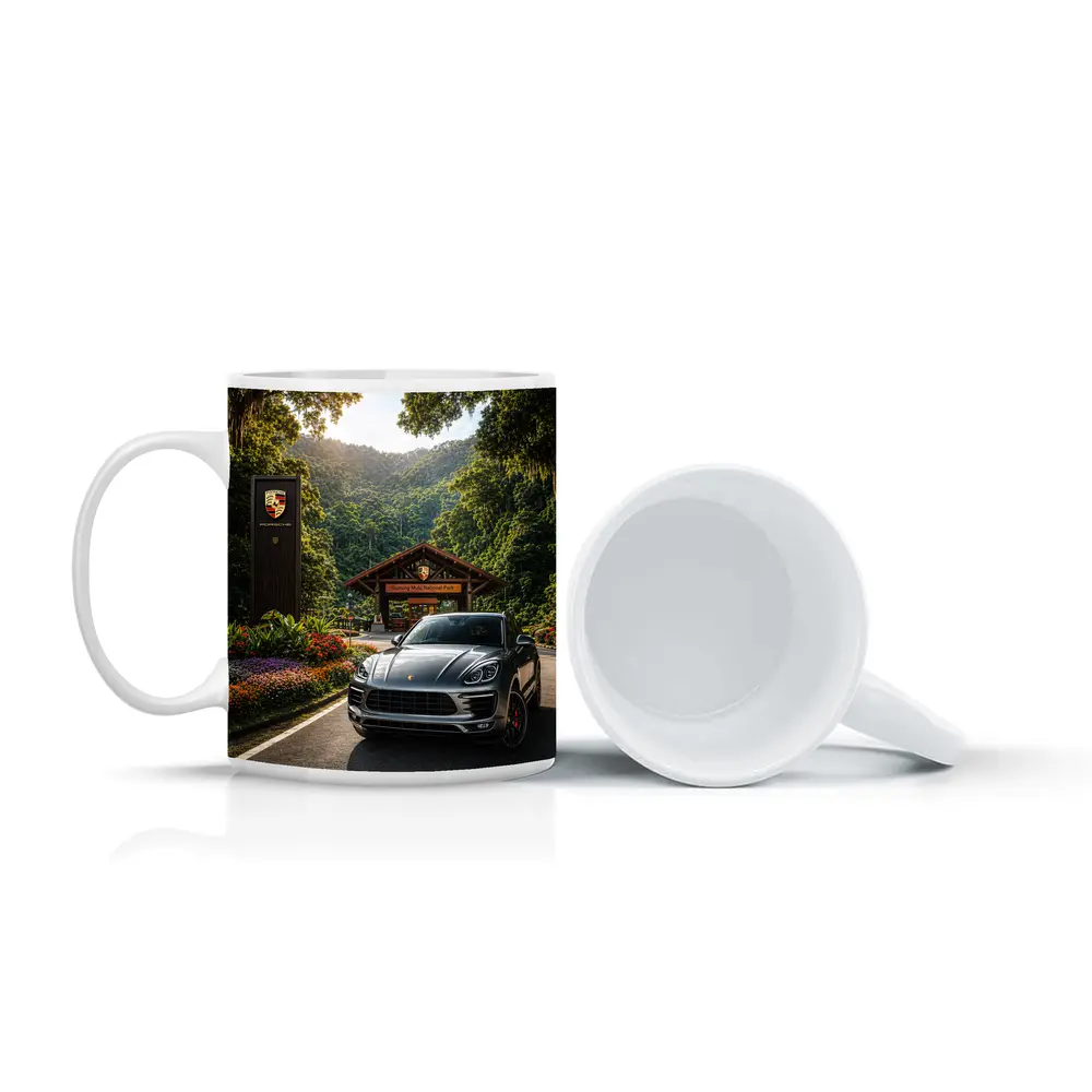 Porsche Macan Parked at Tropical National Park – Mugs