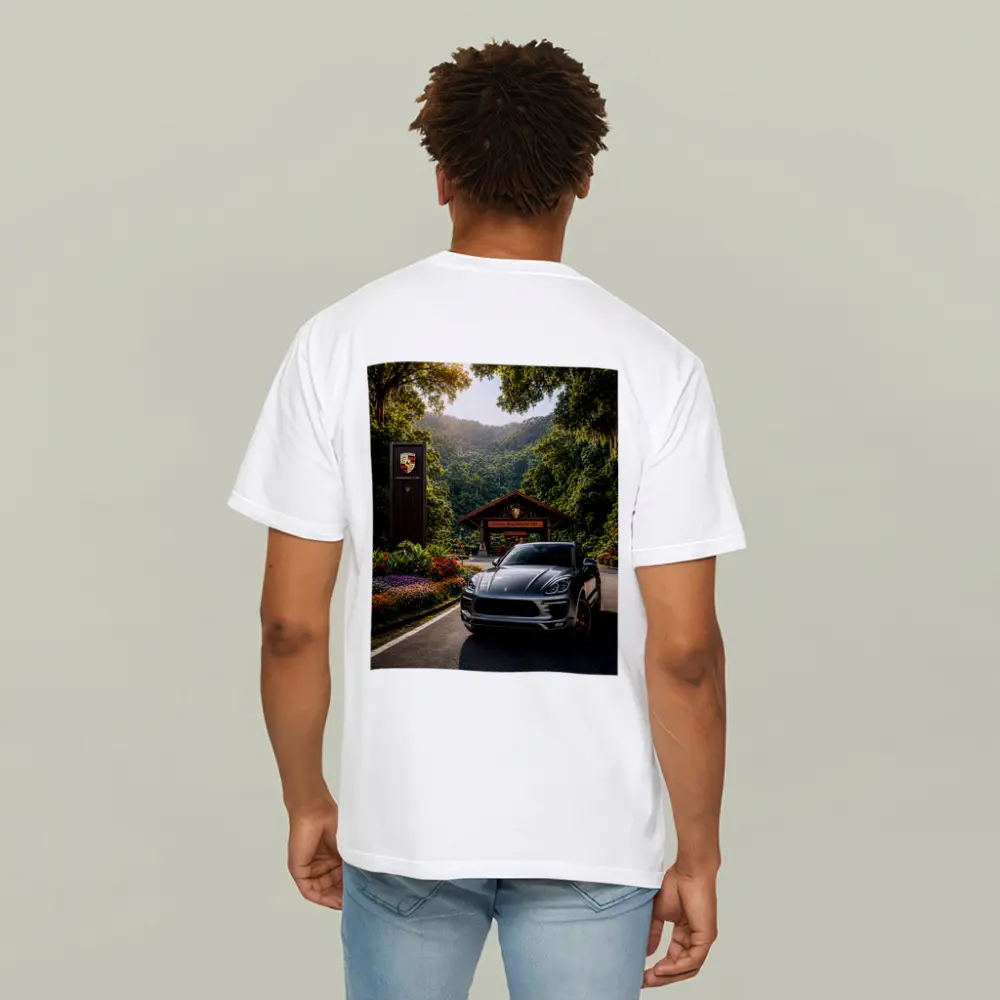 Porsche Macan Parked at Tropical National Park – T-Shirts