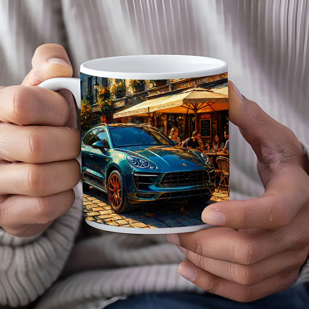 Porsche Macan Green SUV Paris Street – Mugs