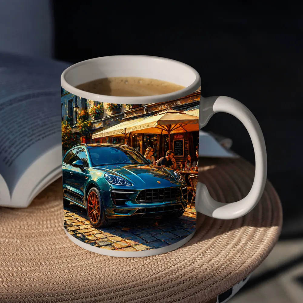 Porsche Macan Green SUV Paris Street – Mugs