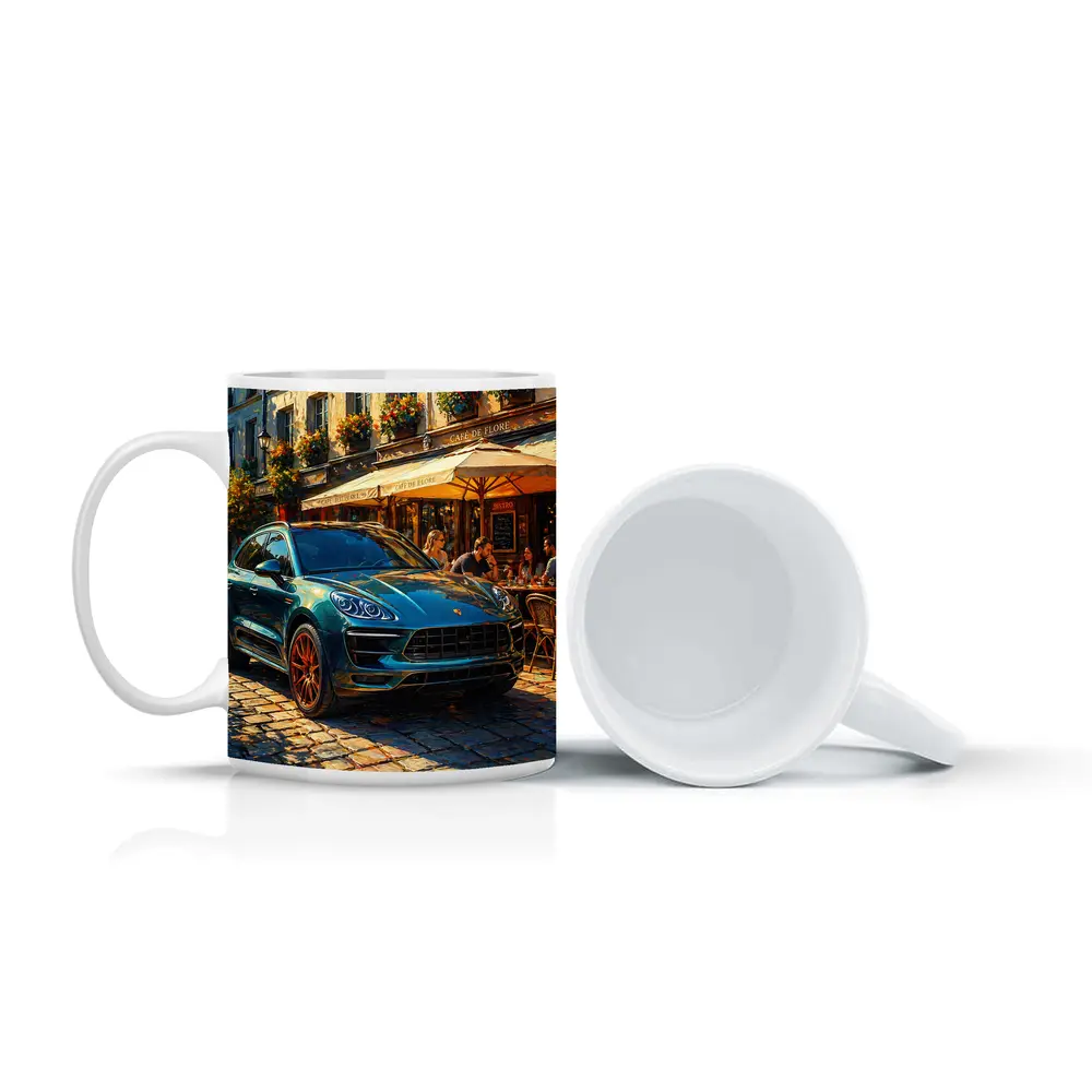 Porsche Macan Green SUV Paris Street – Mugs