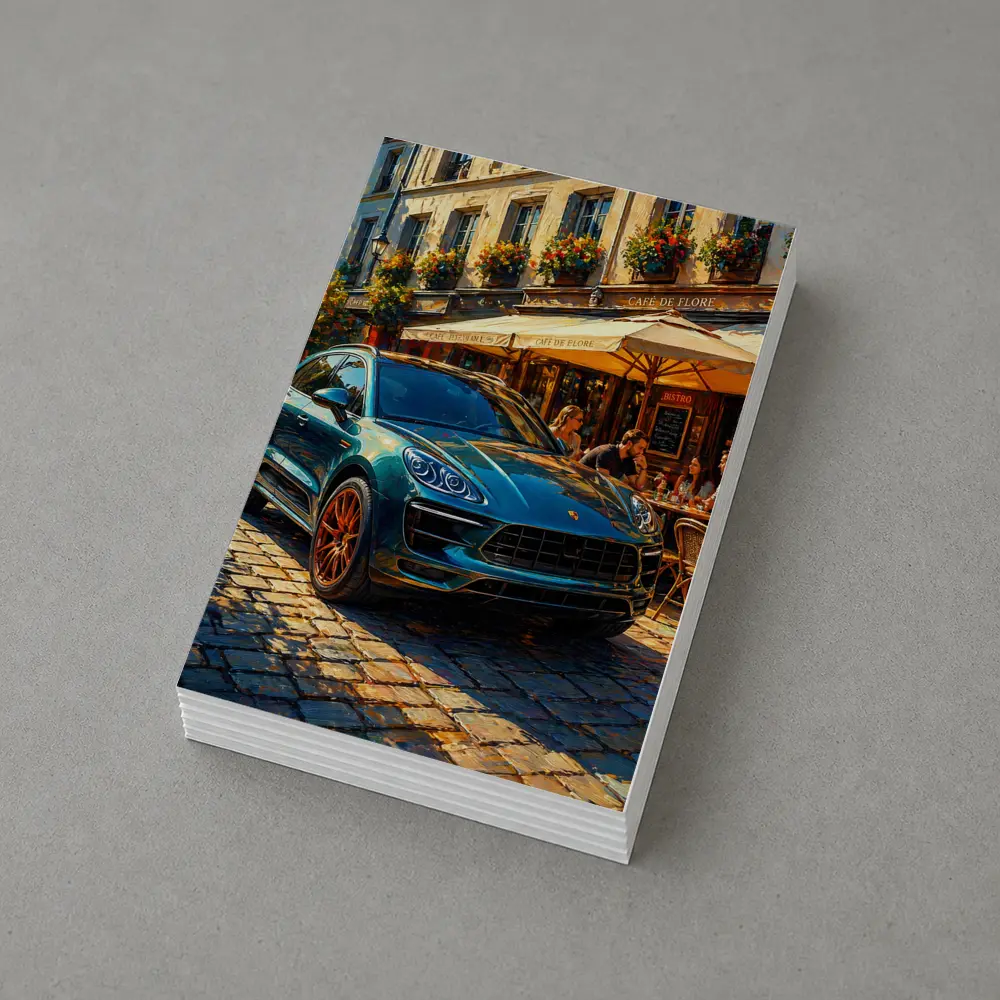 Porsche Macan Green SUV Paris Street – Postcards