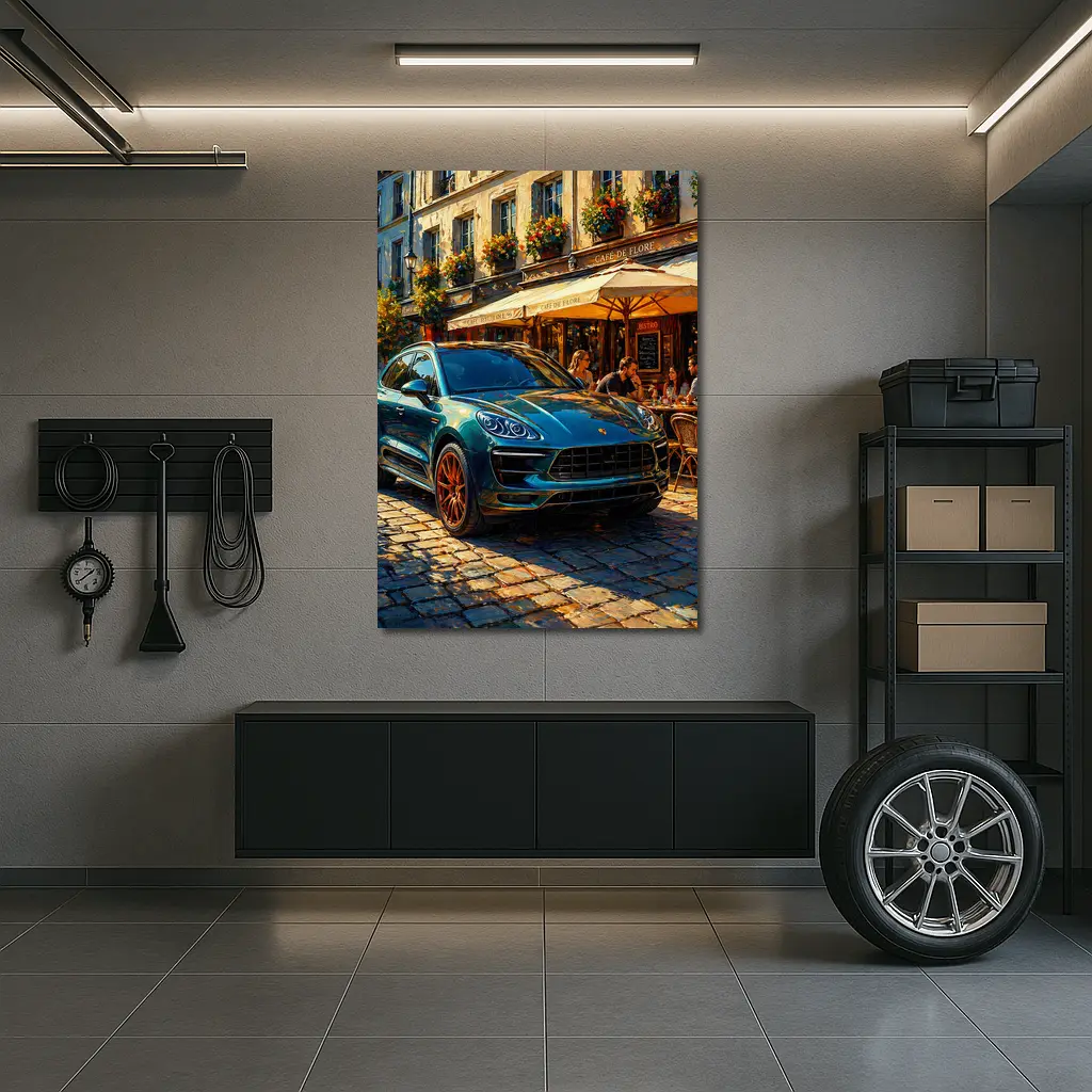 Porsche Macan Green SUV Paris Street – Wall Art