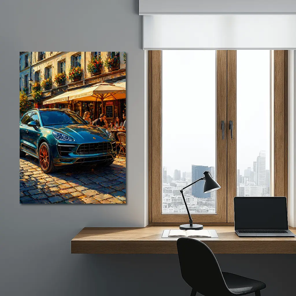 Porsche Macan Green SUV Paris Street – Wall Art