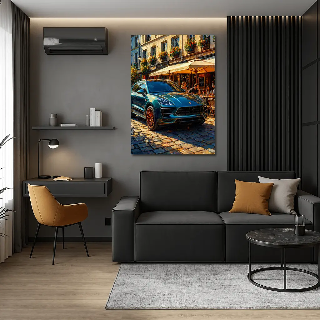 Porsche Macan Green SUV Paris Street – Wall Art
