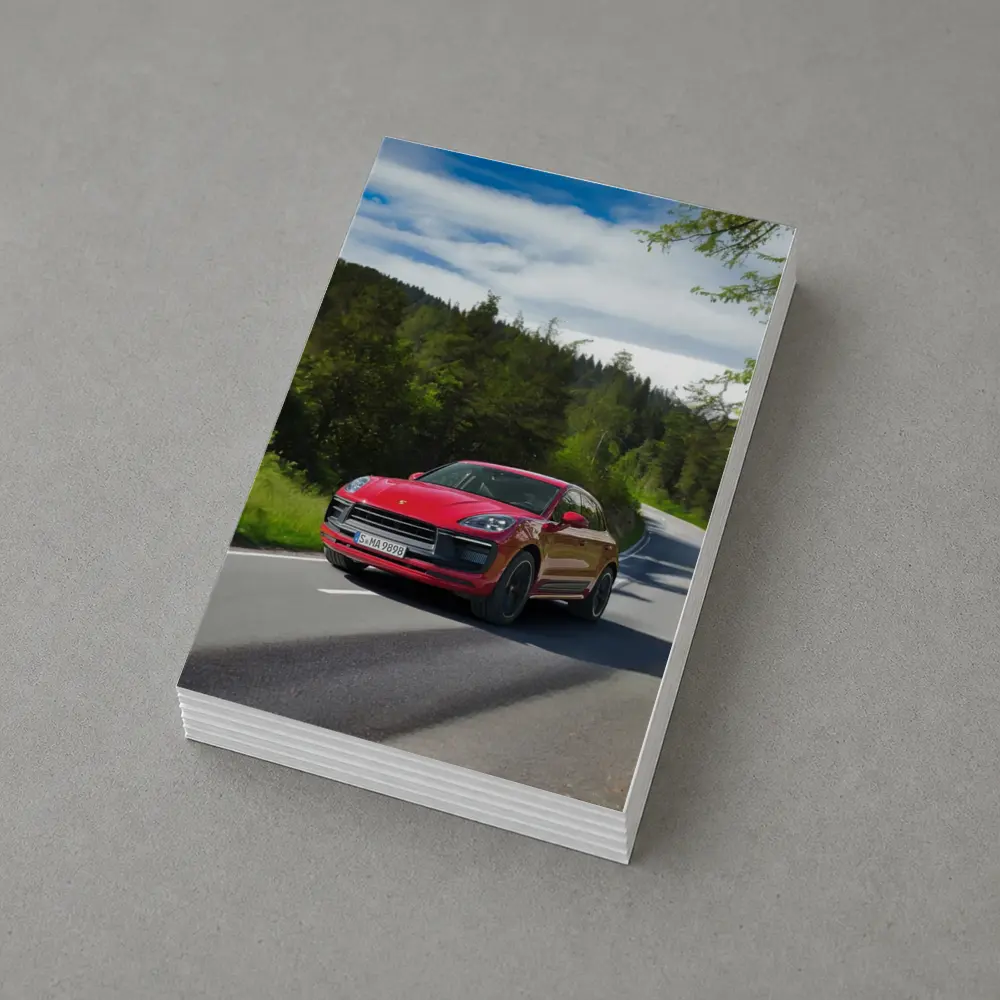 Red Porsche Macan GTS On Forest Road – Postcards