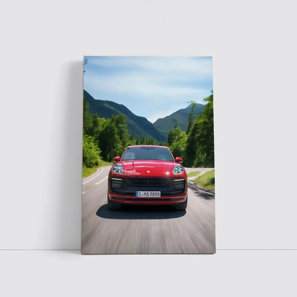 Red Porsche Macan GTS Mountain Road Drive – Wall Art