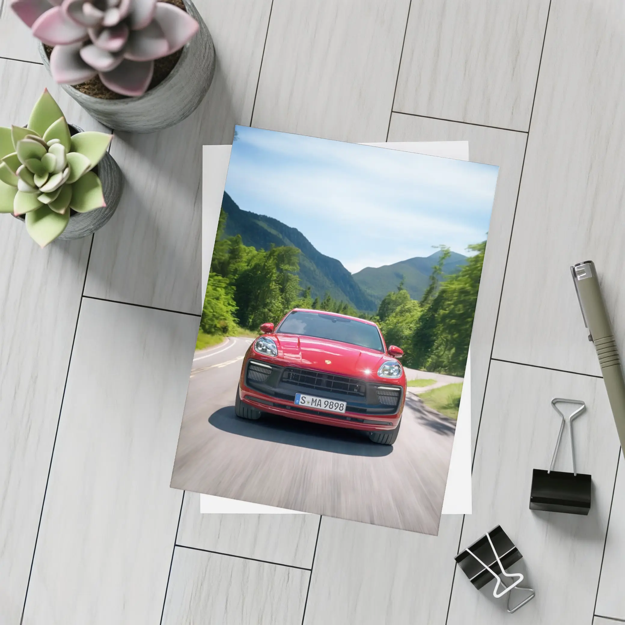 Red Porsche Macan GTS Mountain Road Drive – Postcards
