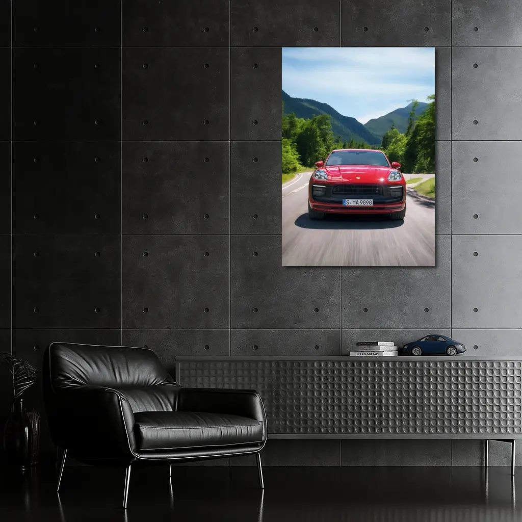 Red Porsche Macan GTS Mountain Road Drive – Wall Art