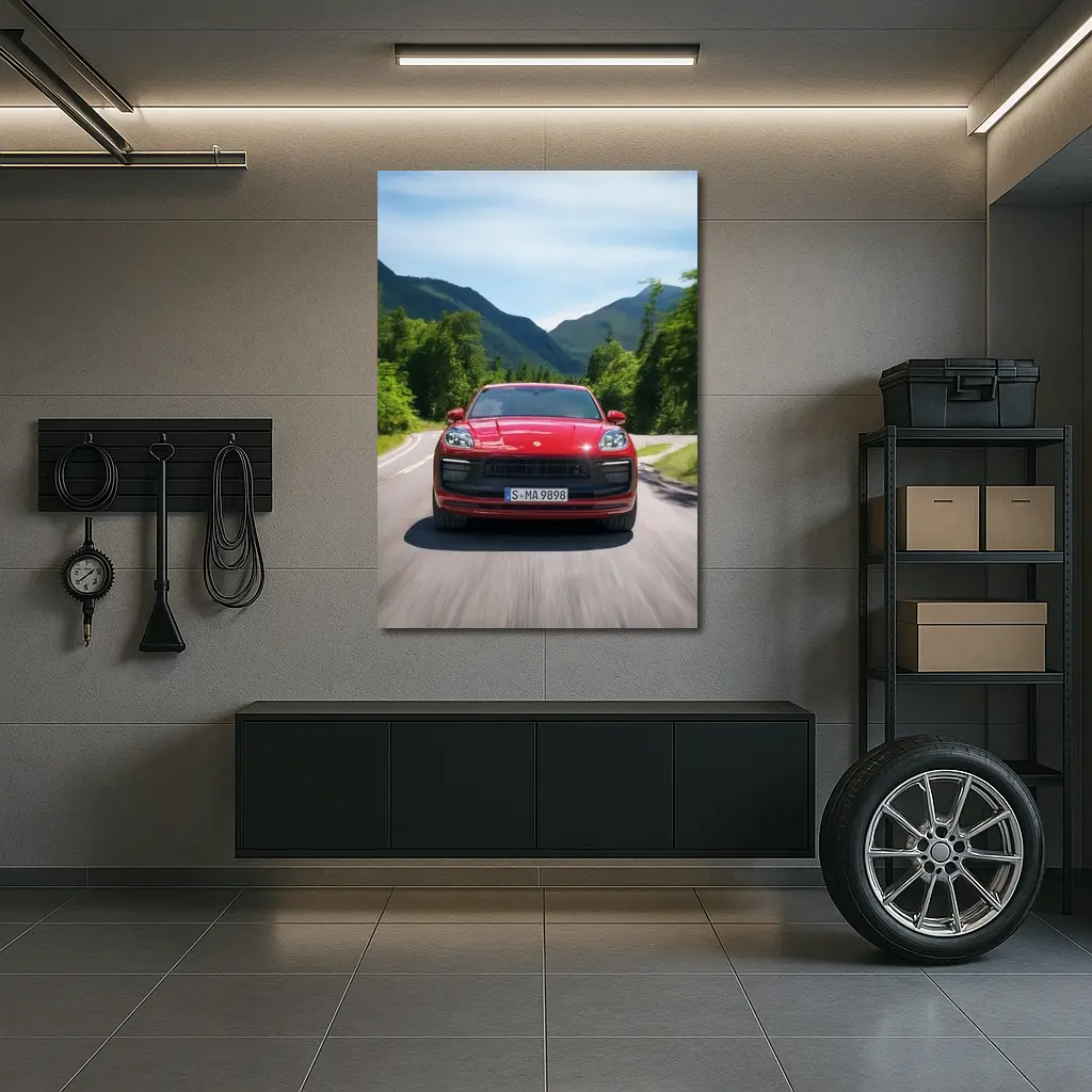 Red Porsche Macan GTS Mountain Road Drive – Wall Art