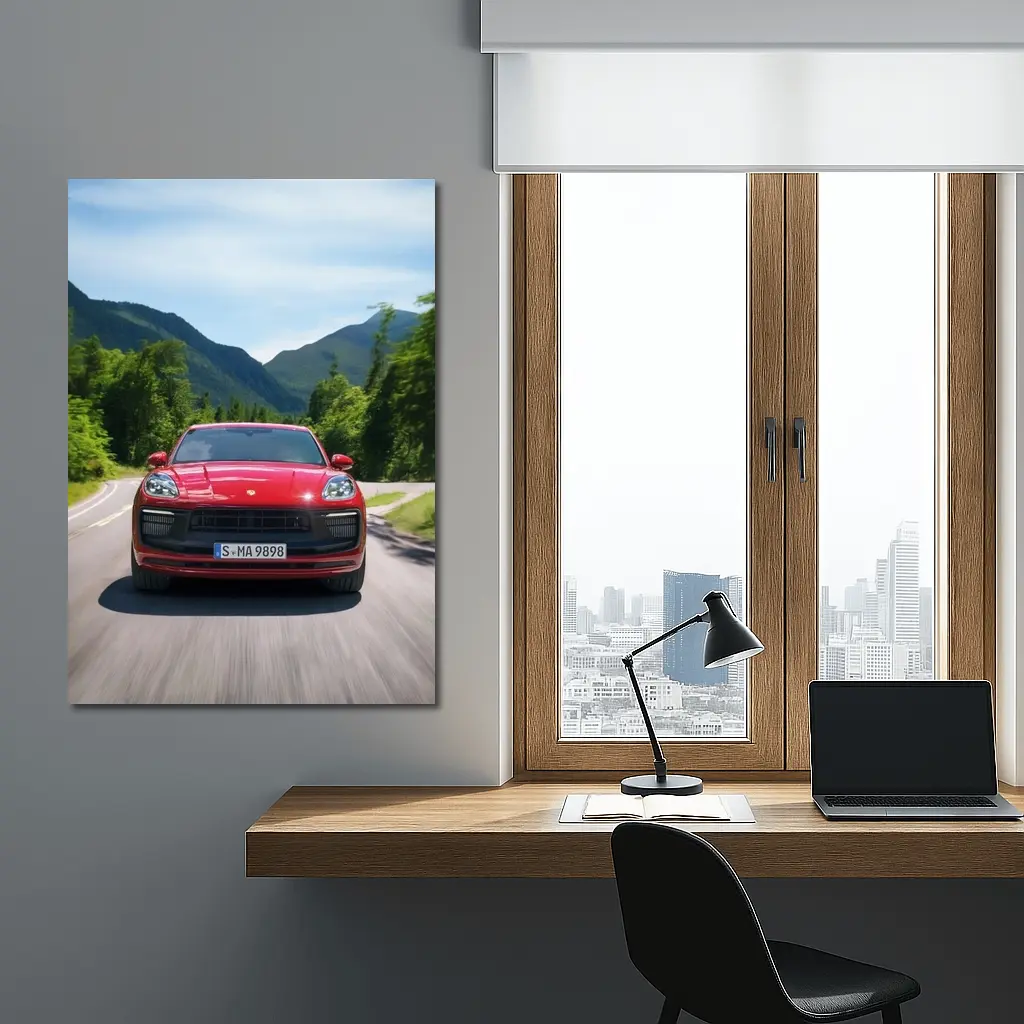 Red Porsche Macan GTS Mountain Road Drive – Wall Art