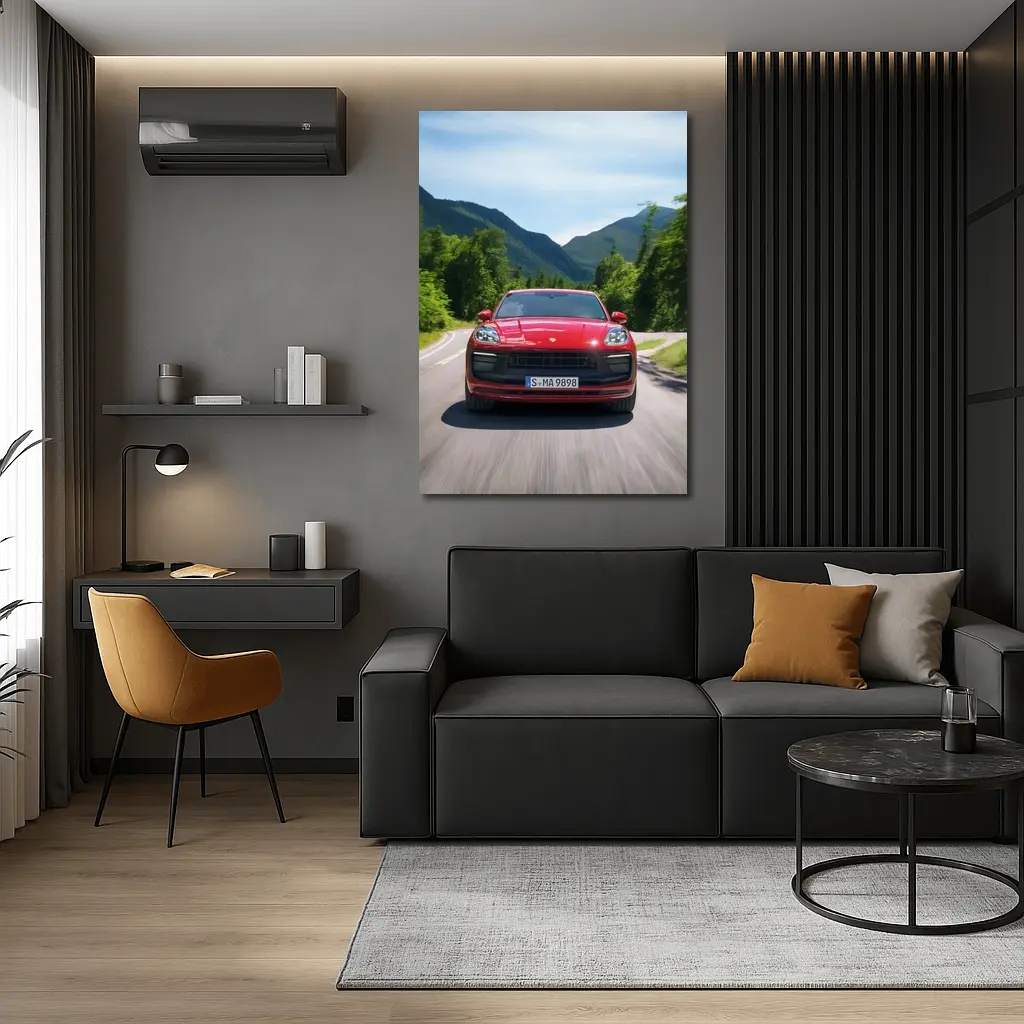 Red Porsche Macan GTS Mountain Road Drive – Wall Art