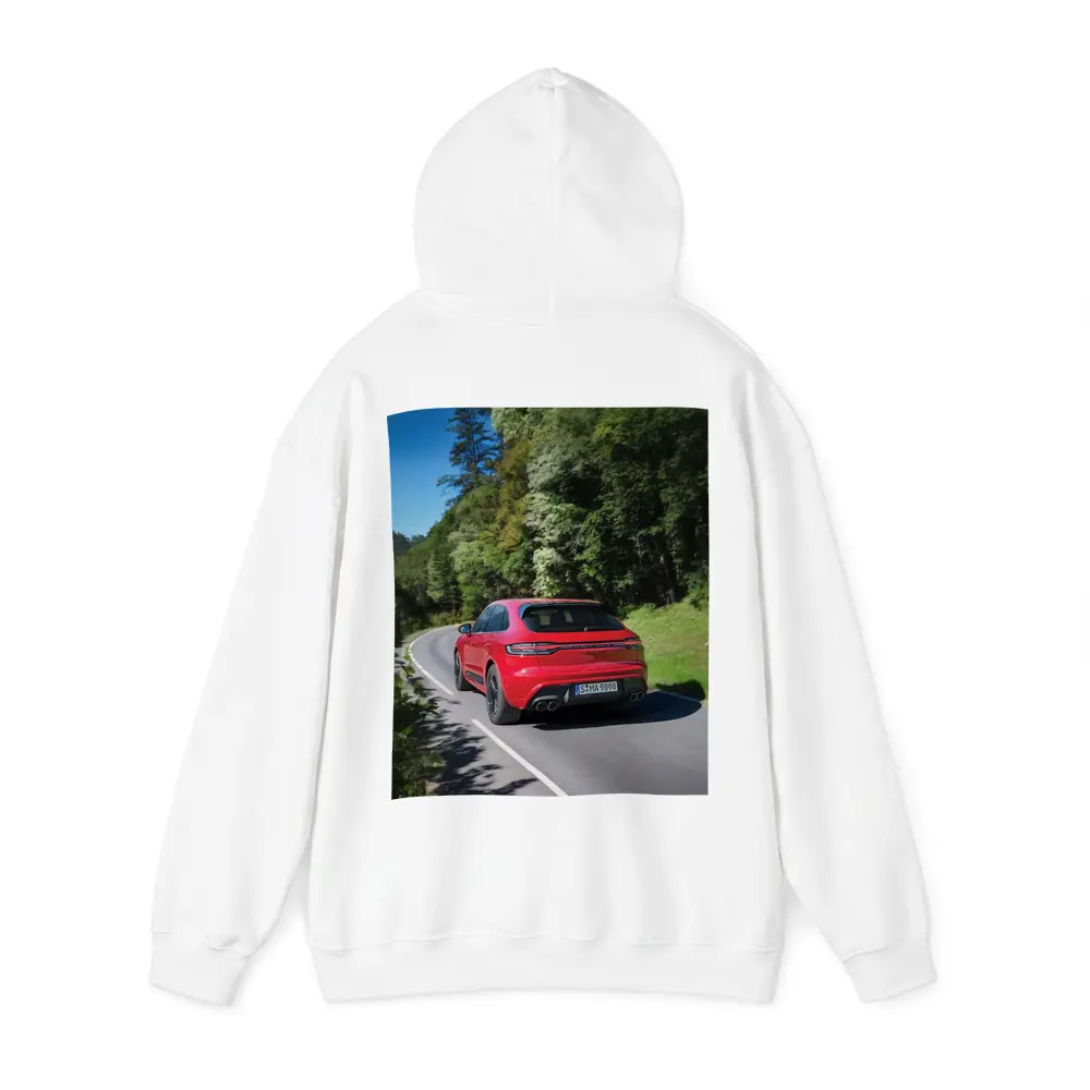 Porsche Macan GTS Red On Forest Road – Hoodies