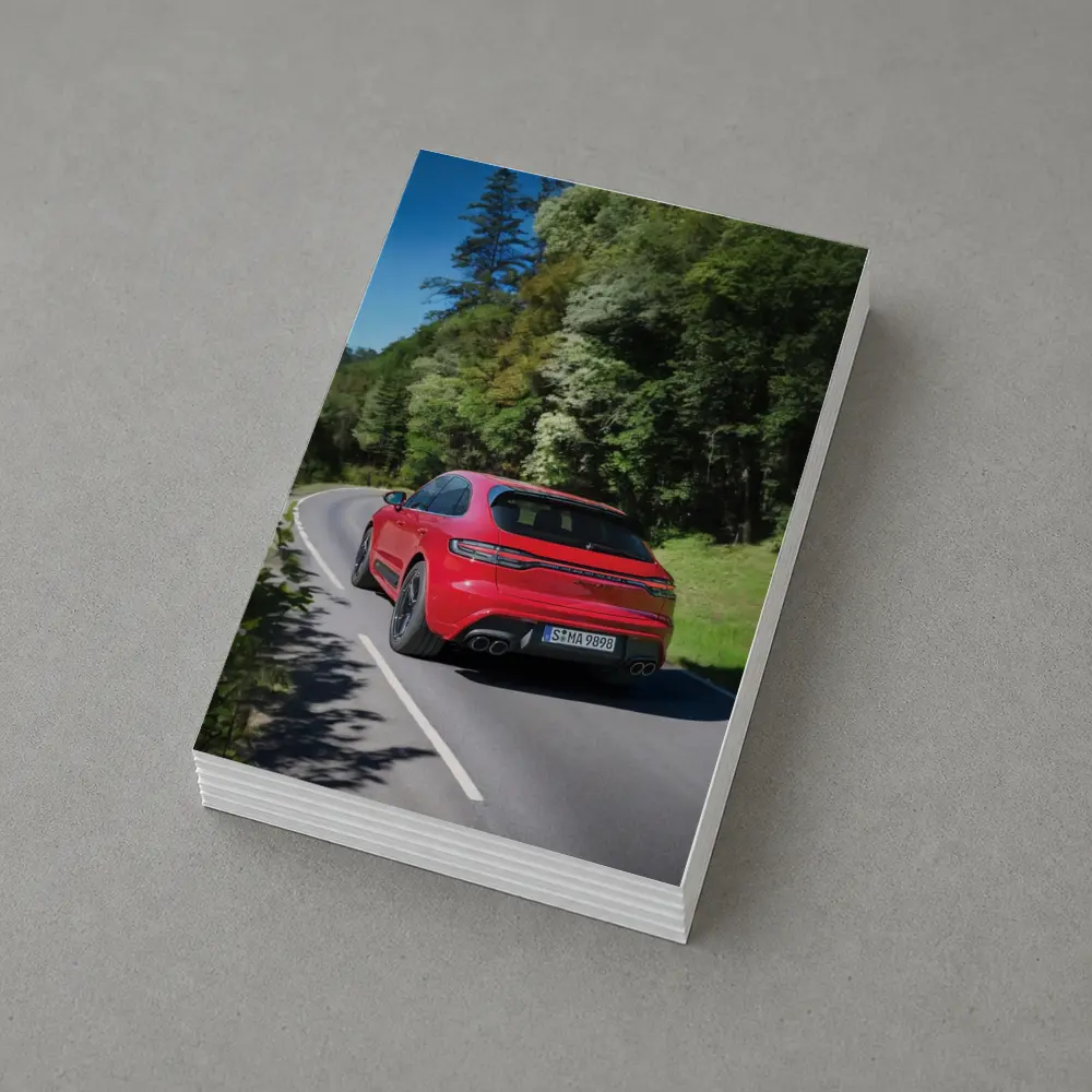 Porsche Macan GTS Red On Forest Road – Postcards