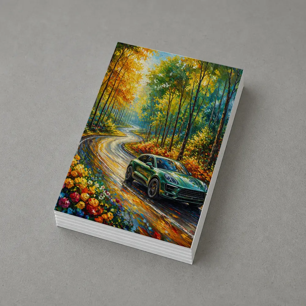 Porsche Macan Green Impressionist Forest Road – Postcards