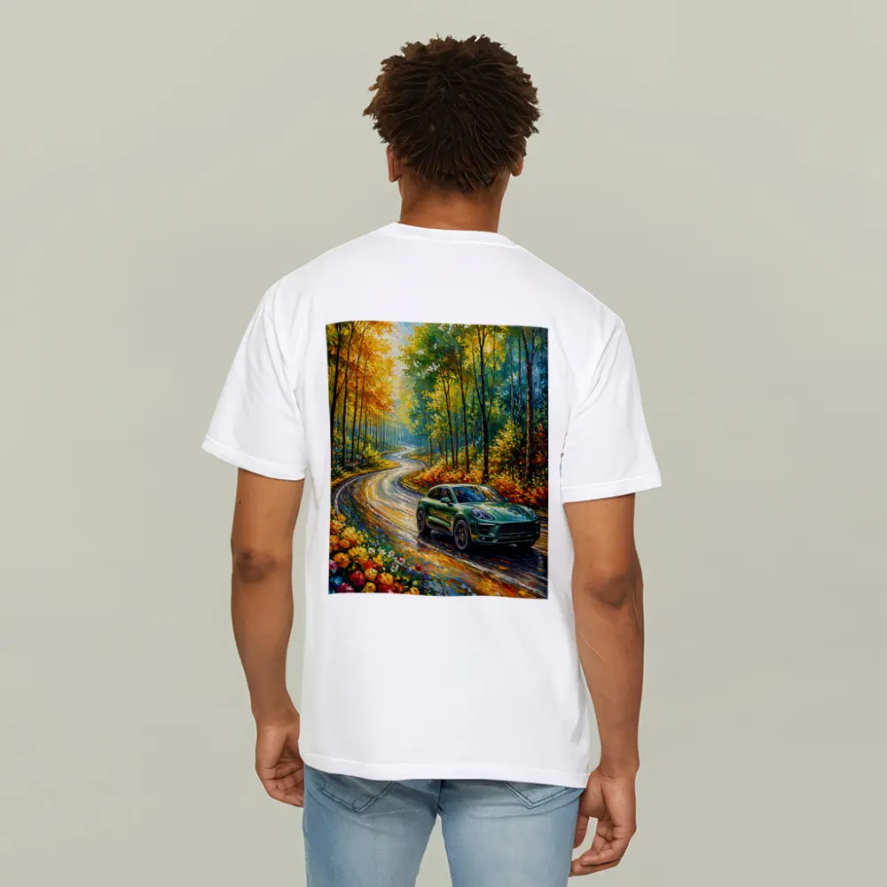 Porsche Macan Green Impressionist Forest Road – T-Shirts