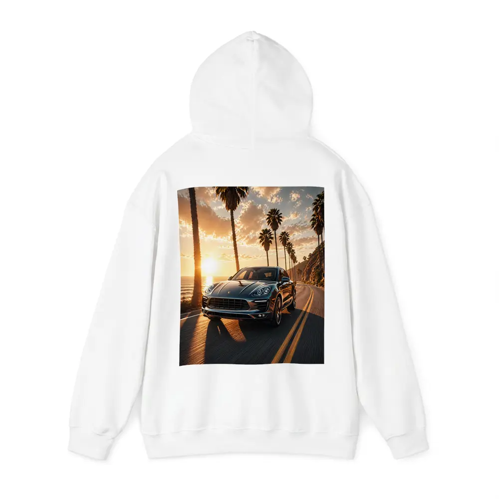Porsche Macan Driving Coastal Road Sunset – Hoodies