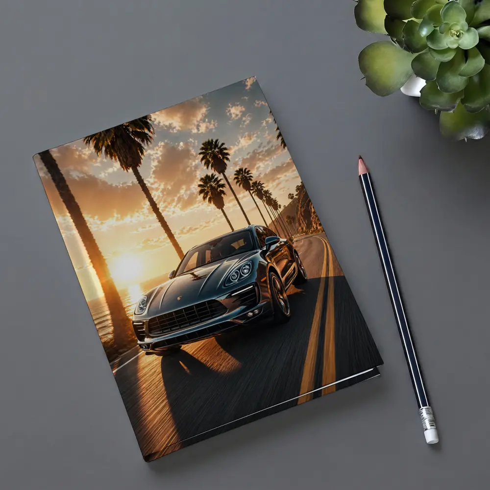 Porsche Macan Driving Coastal Road Sunset – Notebooks