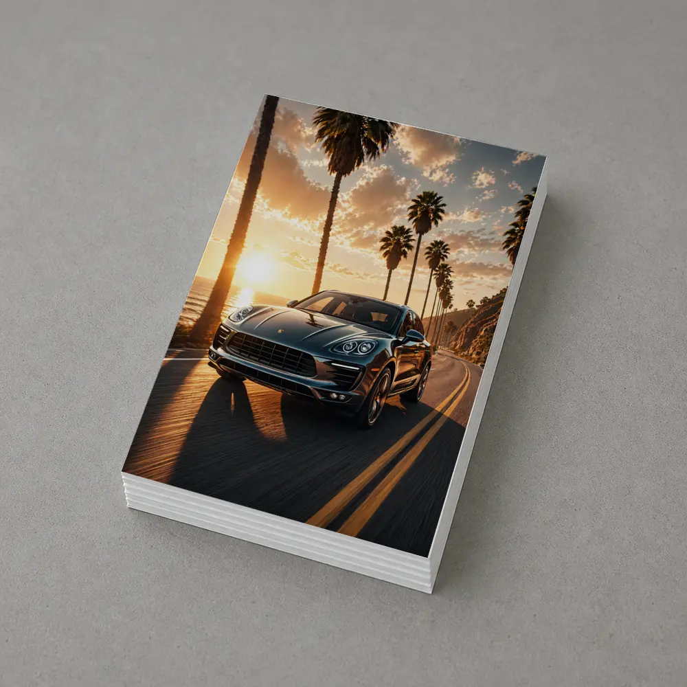 Porsche Macan Driving Coastal Road Sunset – Postcards