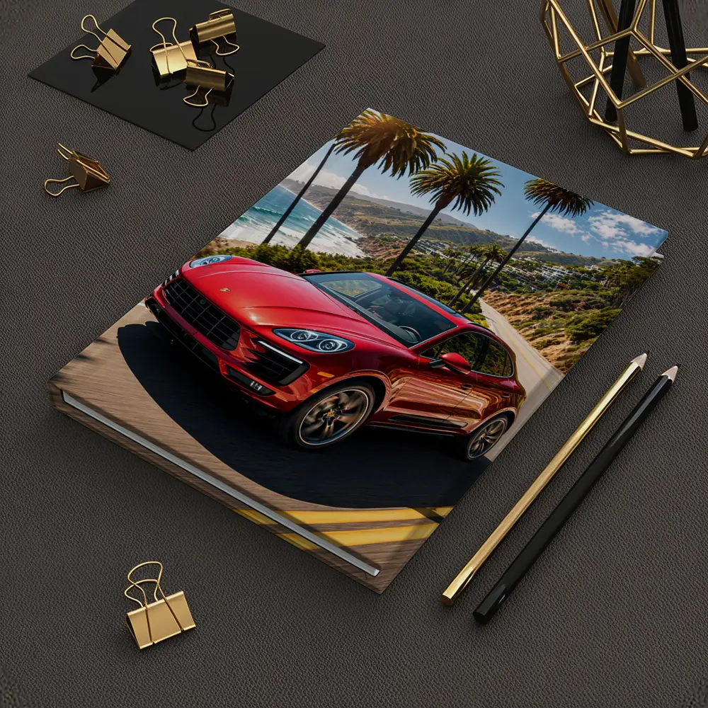 Red Porsche Macan On Coastal Highway – Notebooks