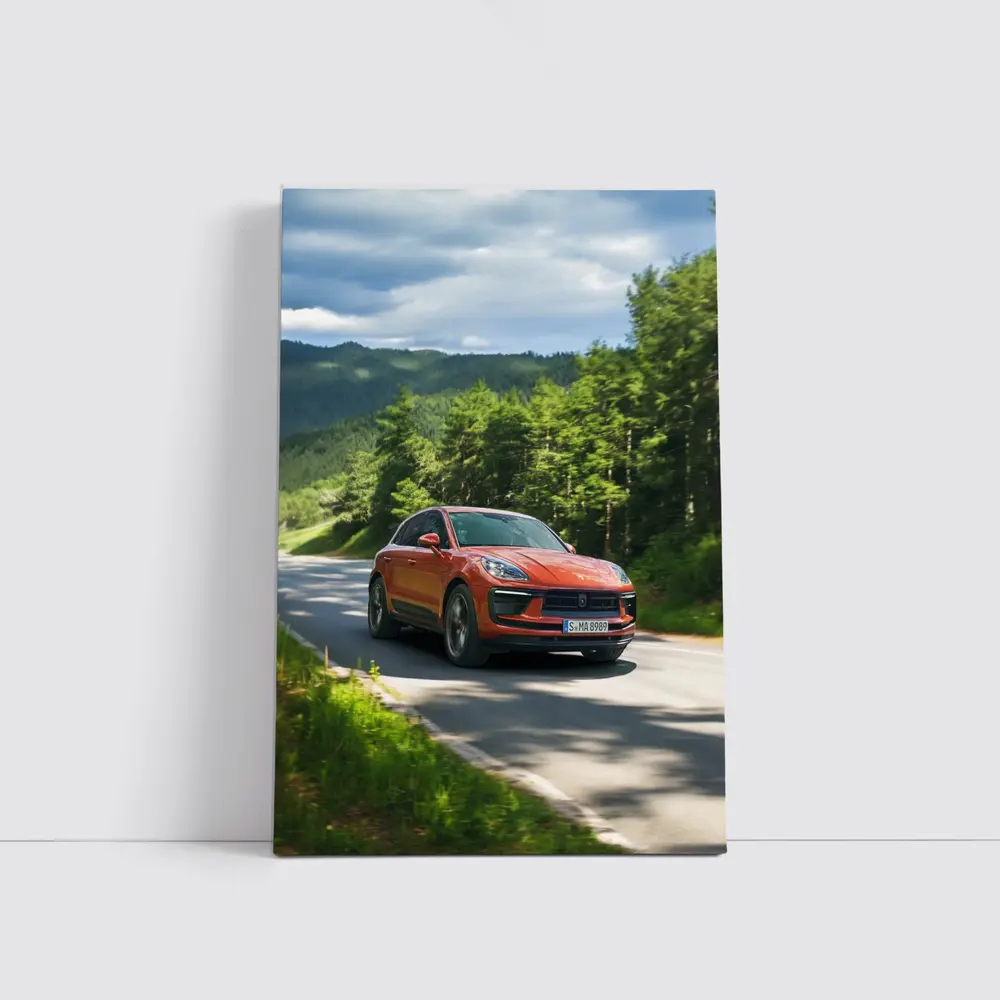Porsche Macan S Orange Forest Road Drive – Wall Art