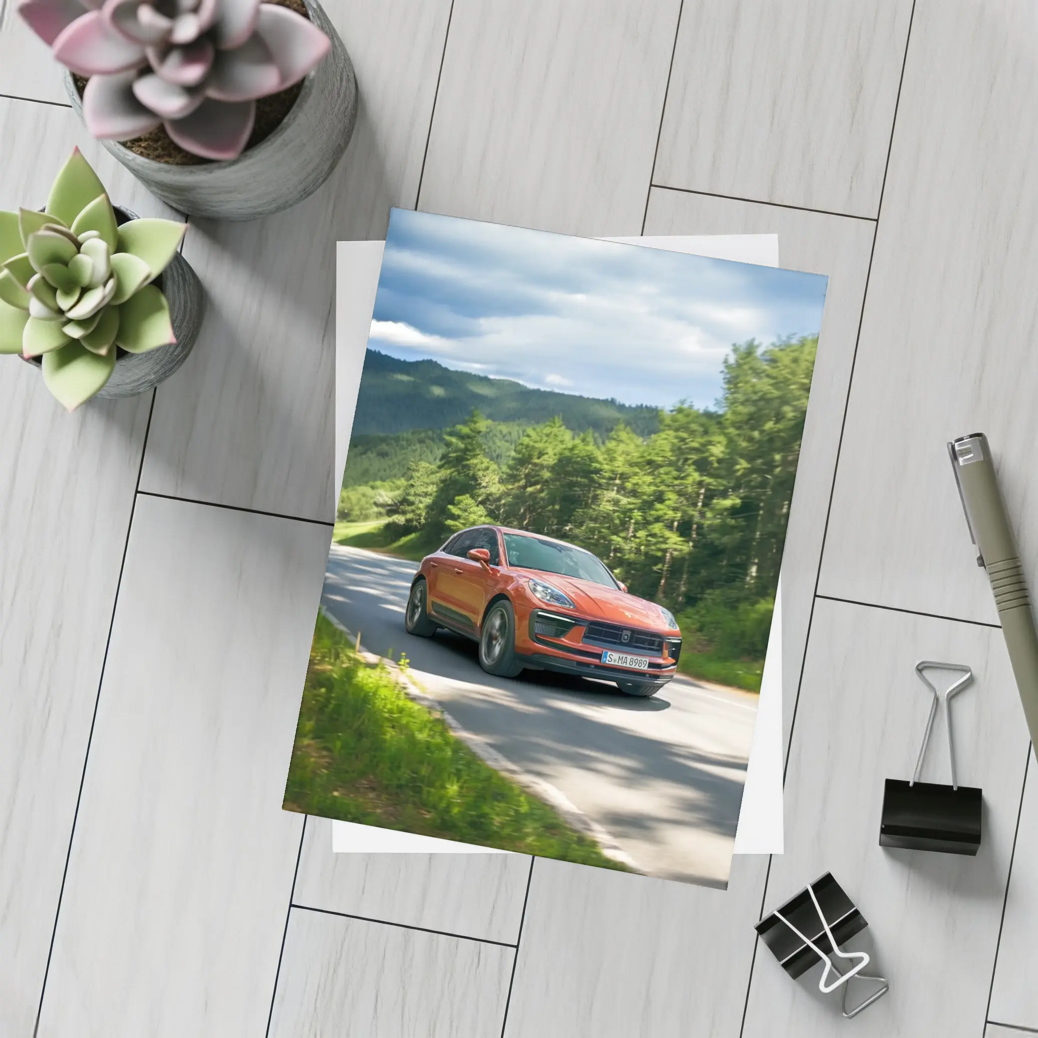 Porsche Macan S Orange Forest Road Drive – Postcards