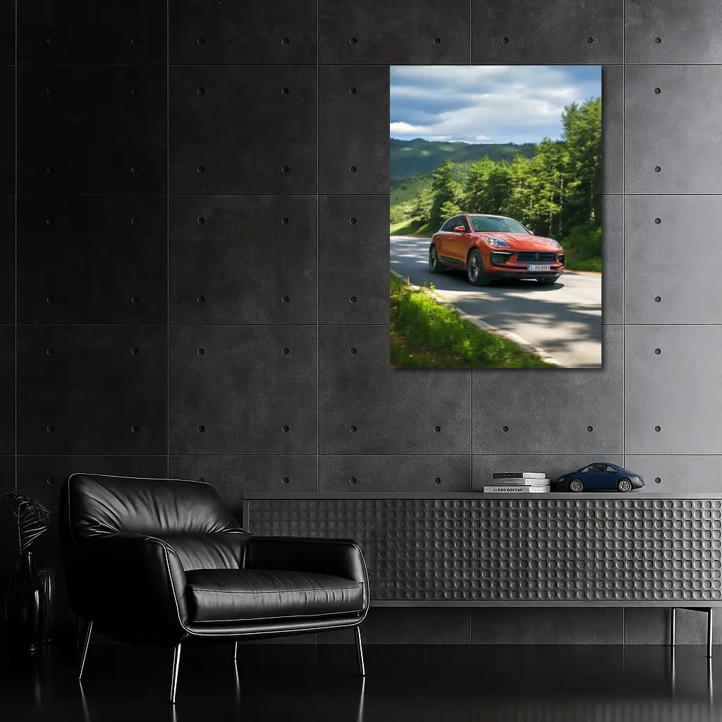 Porsche Macan S Orange Forest Road Drive – Wall Art