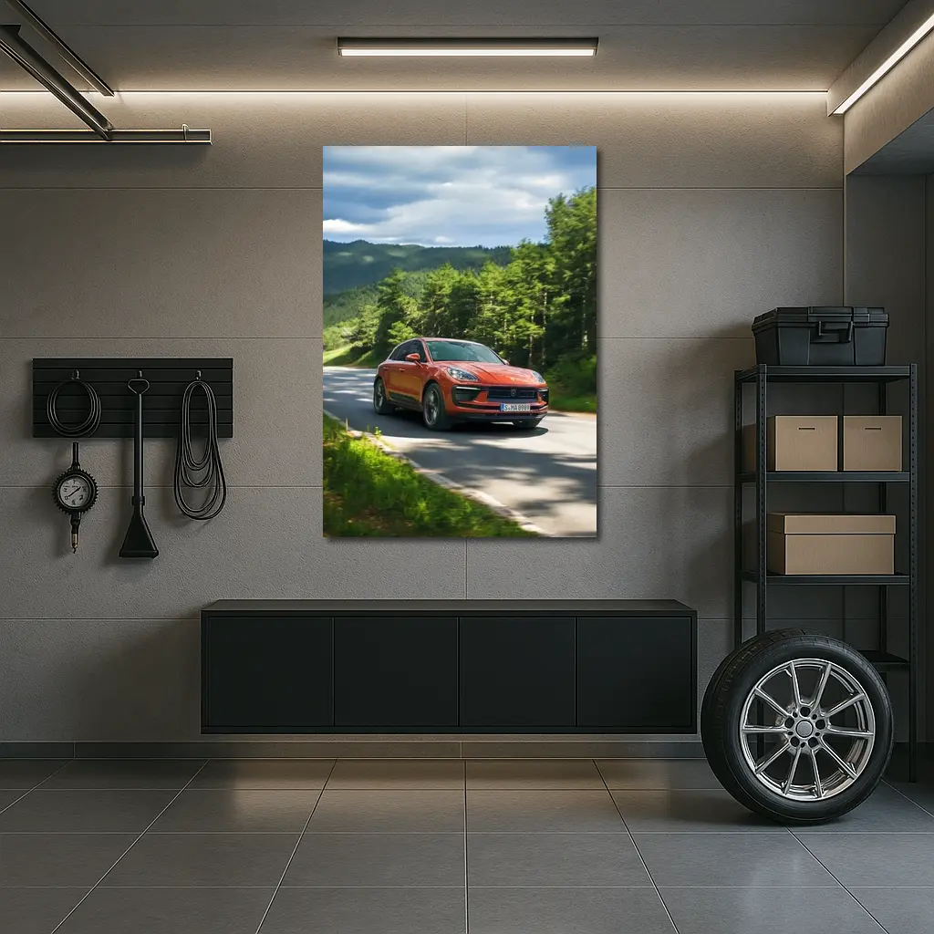 Porsche Macan S Orange Forest Road Drive – Wall Art