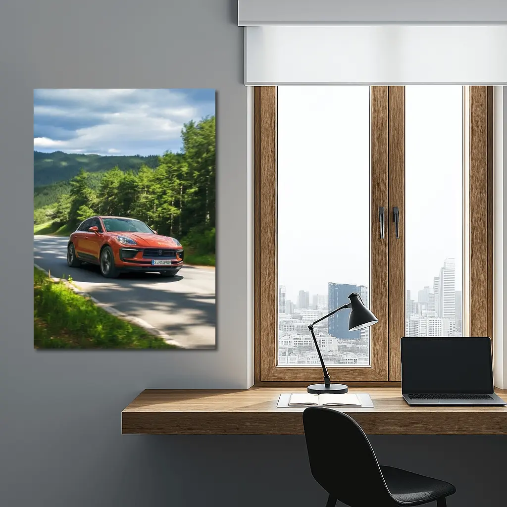 Porsche Macan S Orange Forest Road Drive – Wall Art