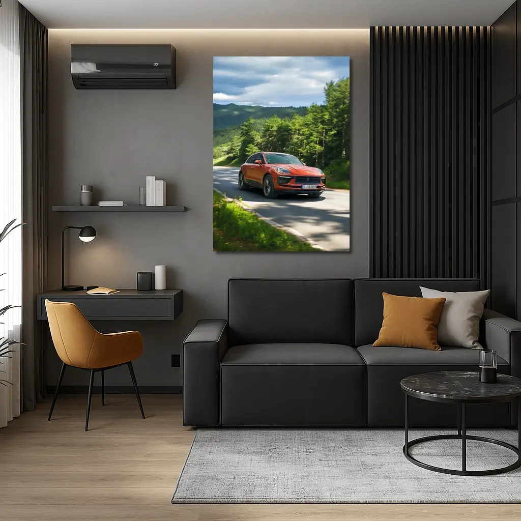 Porsche Macan S Orange Forest Road Drive – Wall Art