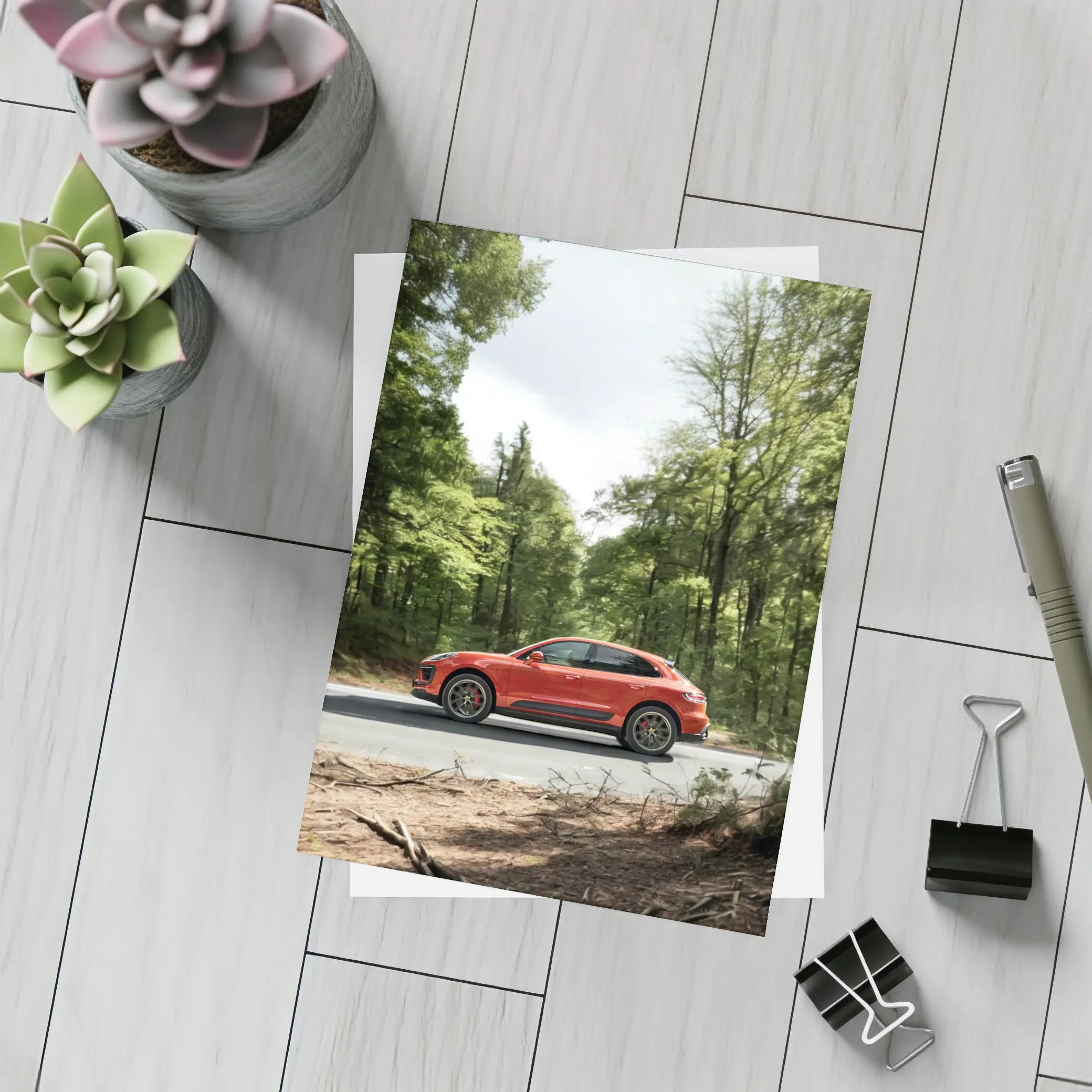 Porsche Macan S Red Forest Road – Postcards