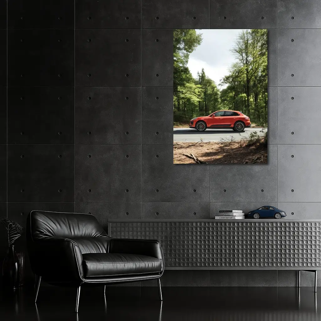 Porsche Macan S Red Forest Road – Wall Art