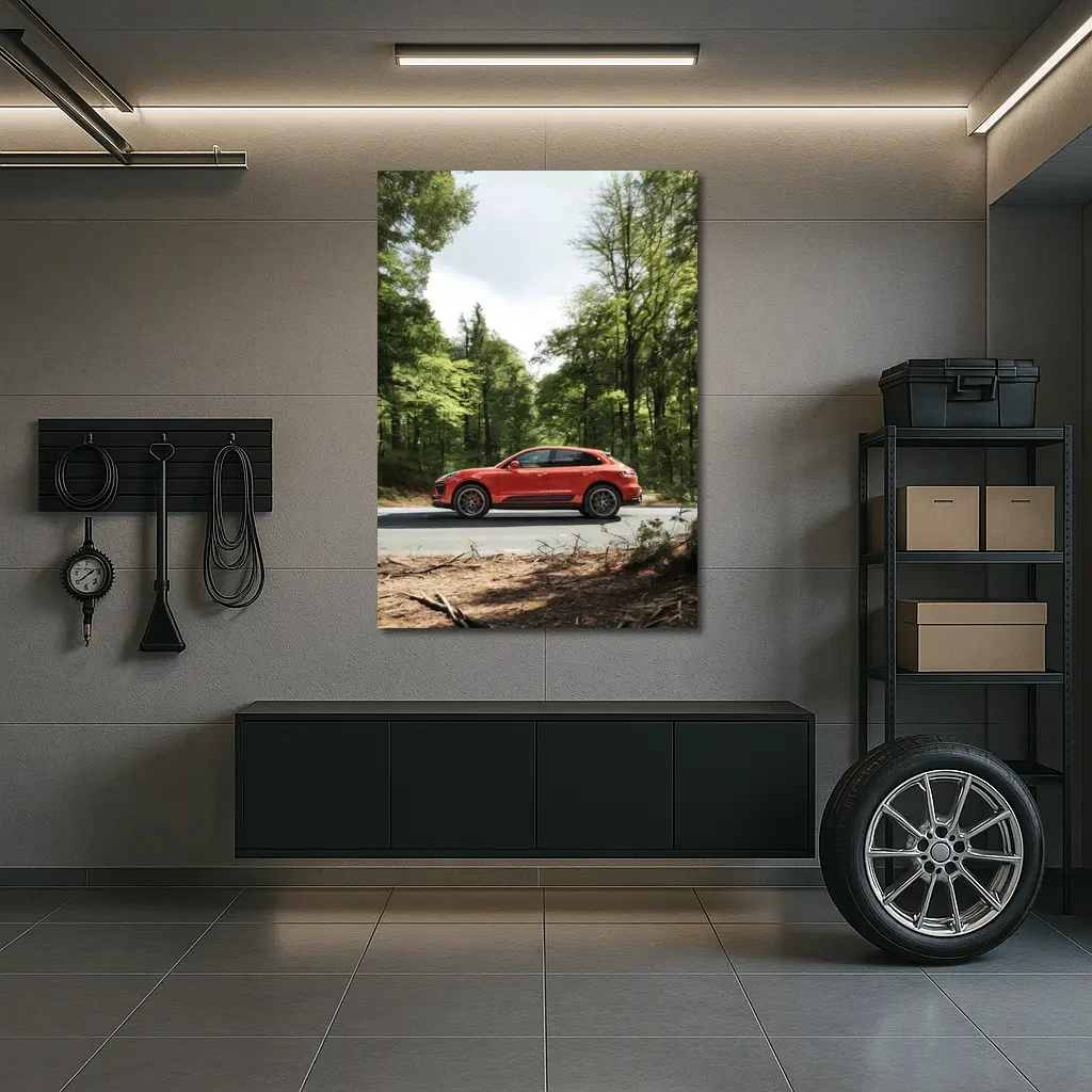 Porsche Macan S Red Forest Road – Wall Art