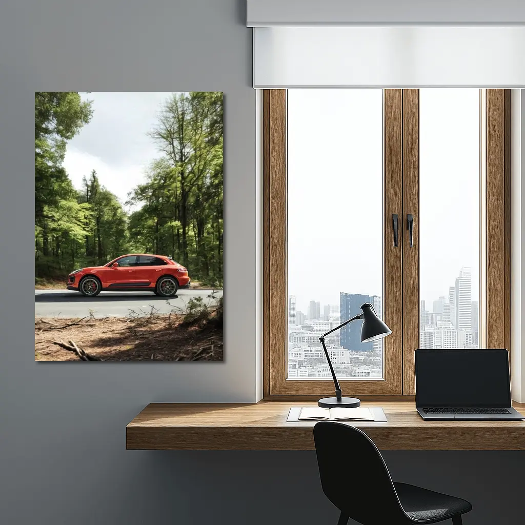 Porsche Macan S Red Forest Road – Wall Art