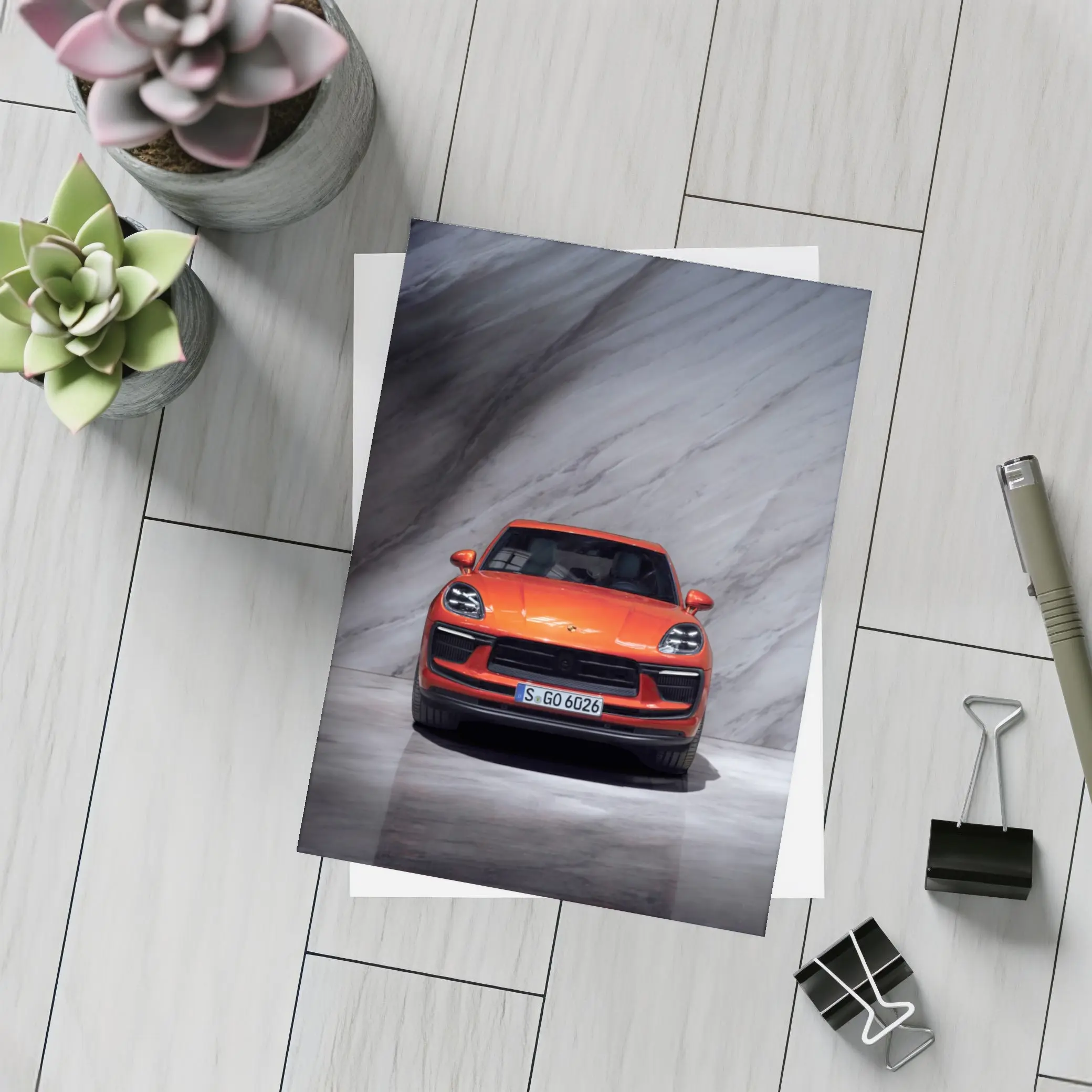Porsche Macan S Orange Marble Studio – Postcards