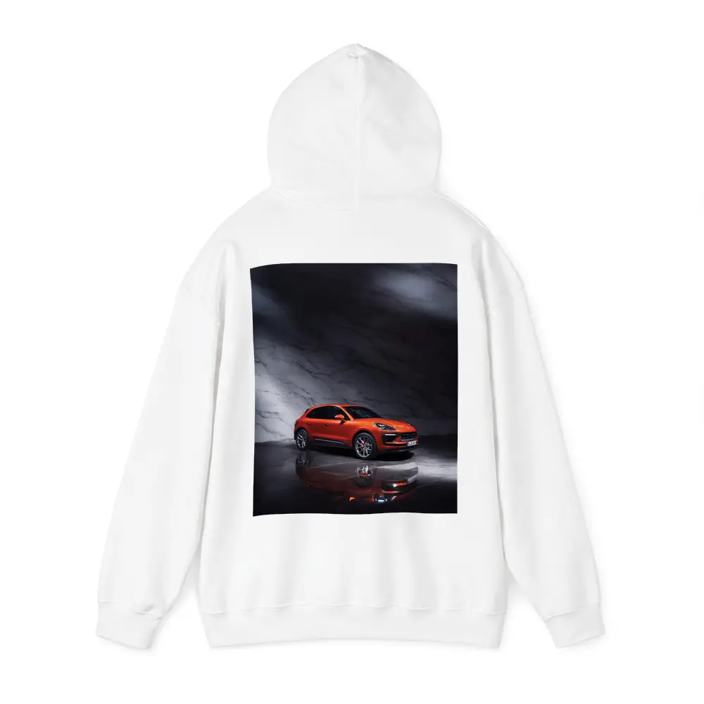 Porsche Macan Orange On Marble Background – Hoodies