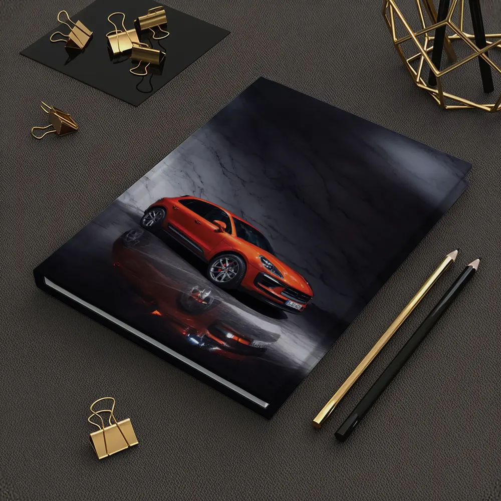 Porsche Macan Orange On Marble Background – Notebooks
