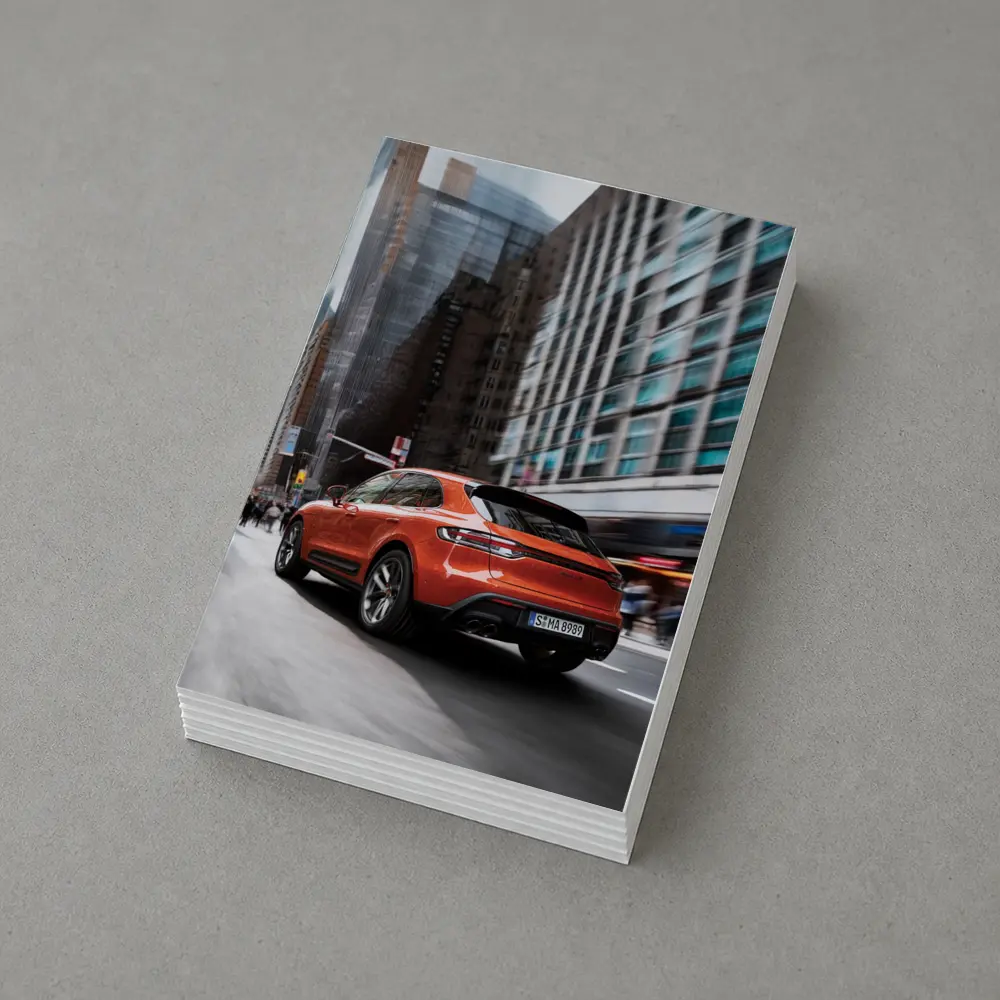 Porsche Macan S Orange City Street – Postcards