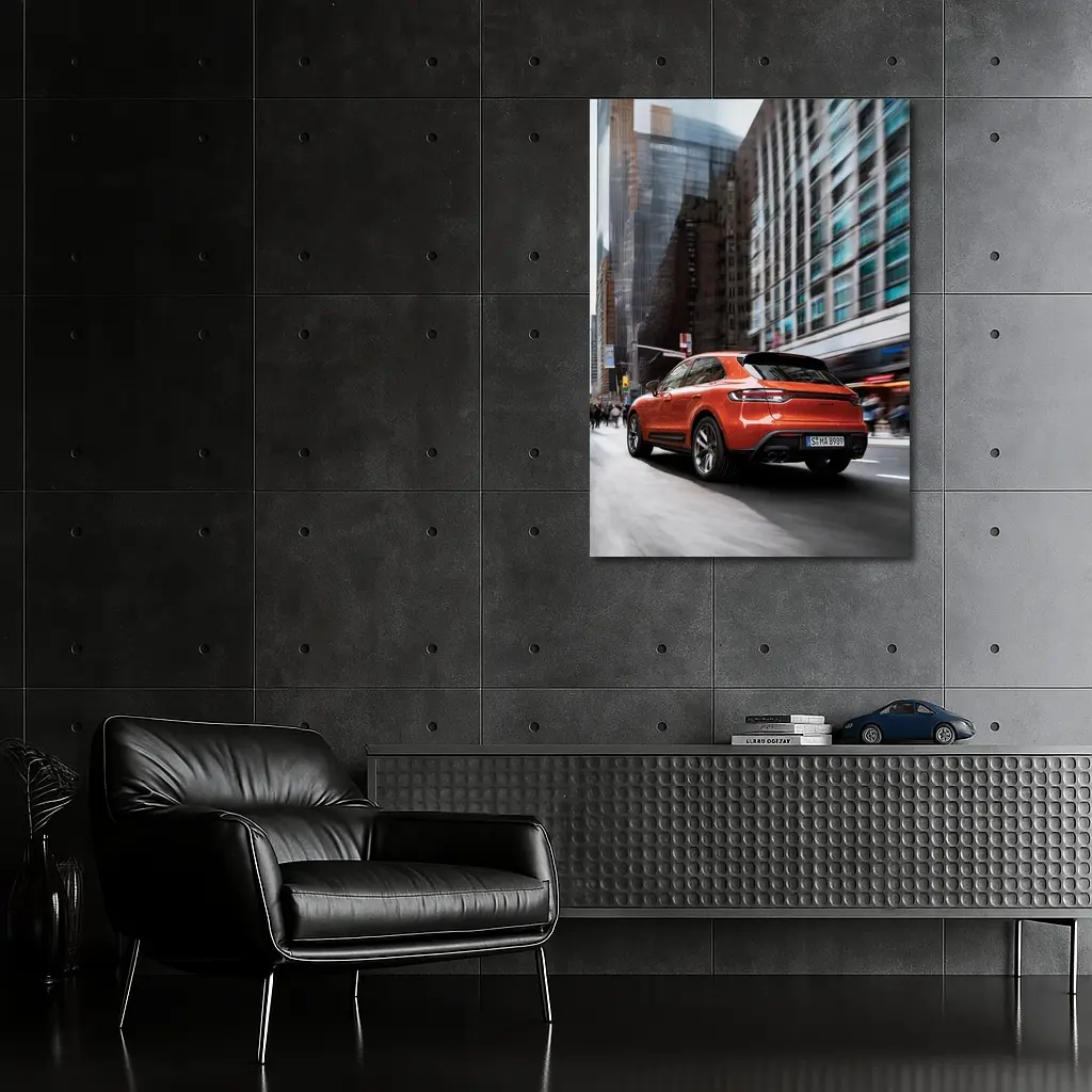 Porsche Macan S Orange City Street – Wall Art