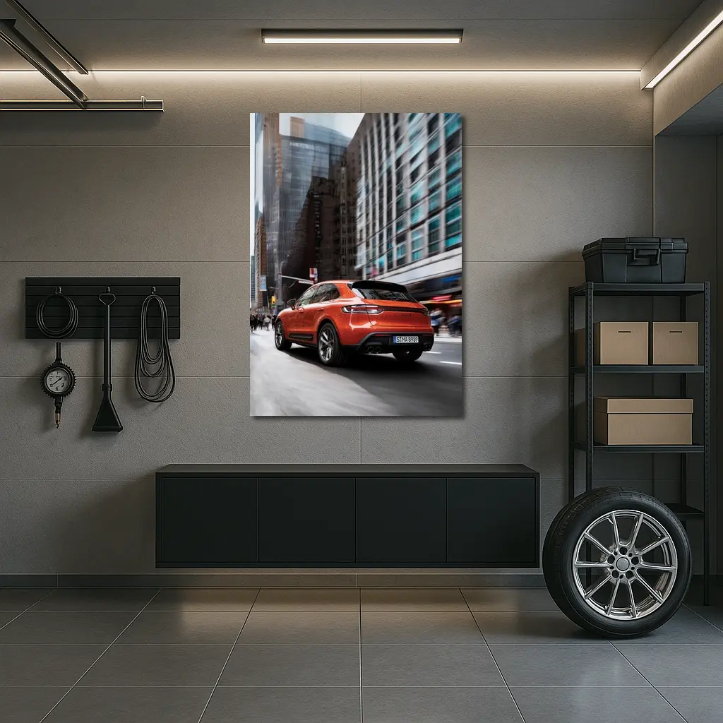 Porsche Macan S Orange City Street – Wall Art