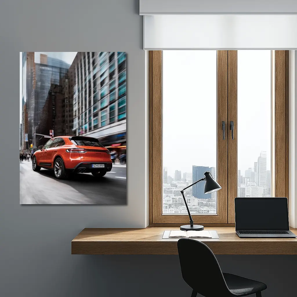 Porsche Macan S Orange City Street – Wall Art