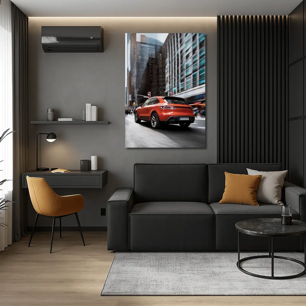 Porsche Macan S Orange City Street – Wall Art