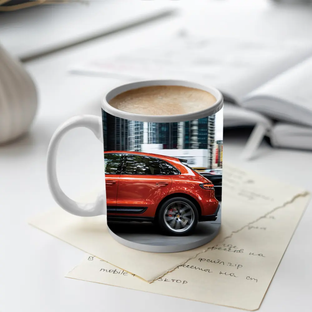 Porsche Macan S Orange City Skyscrapers – Mugs