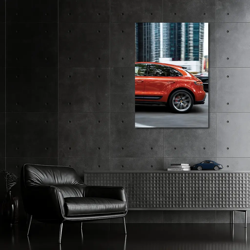 Porsche Macan S Orange City Skyscrapers – Wall Art