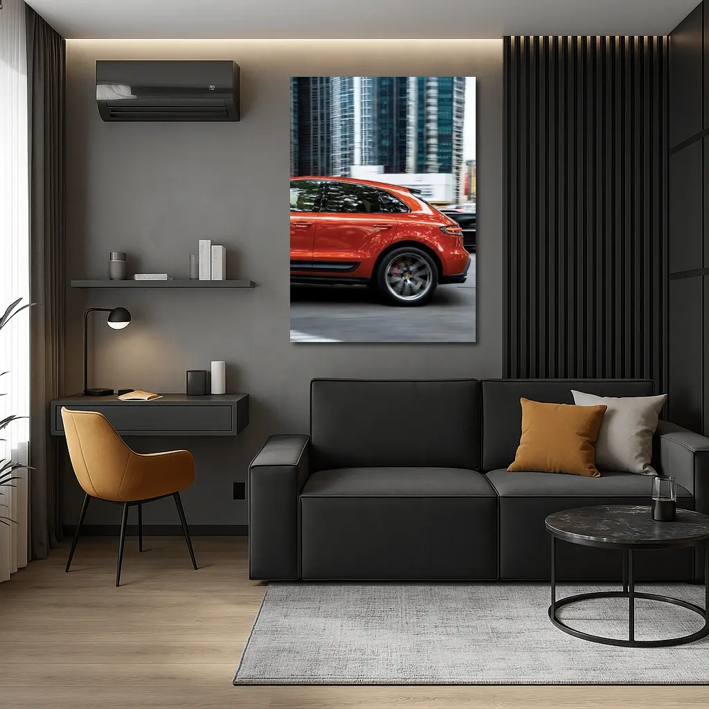 Porsche Macan S Orange City Skyscrapers – Wall Art